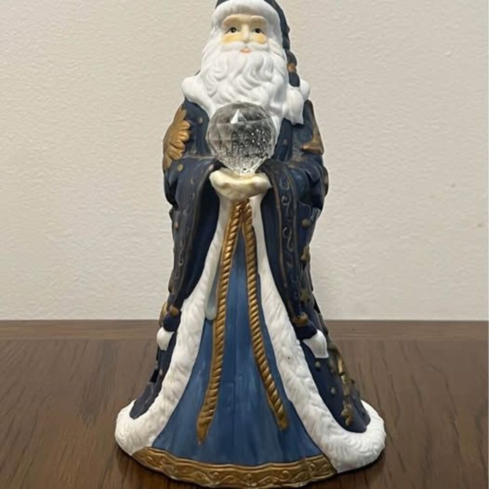 Vintage Celestial Wizard Santa Tealight Holder with Crystal ball